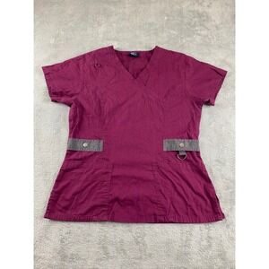Medgear Burgundy Scrub Top, Stylish Work Wear, Medical Uniform, Women's Small